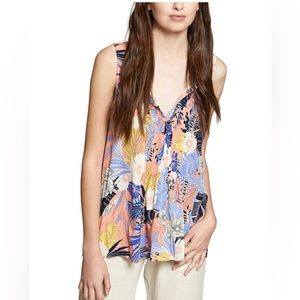 Sanctuary Papaya Love Floral Print Sleeveless Top Sz L